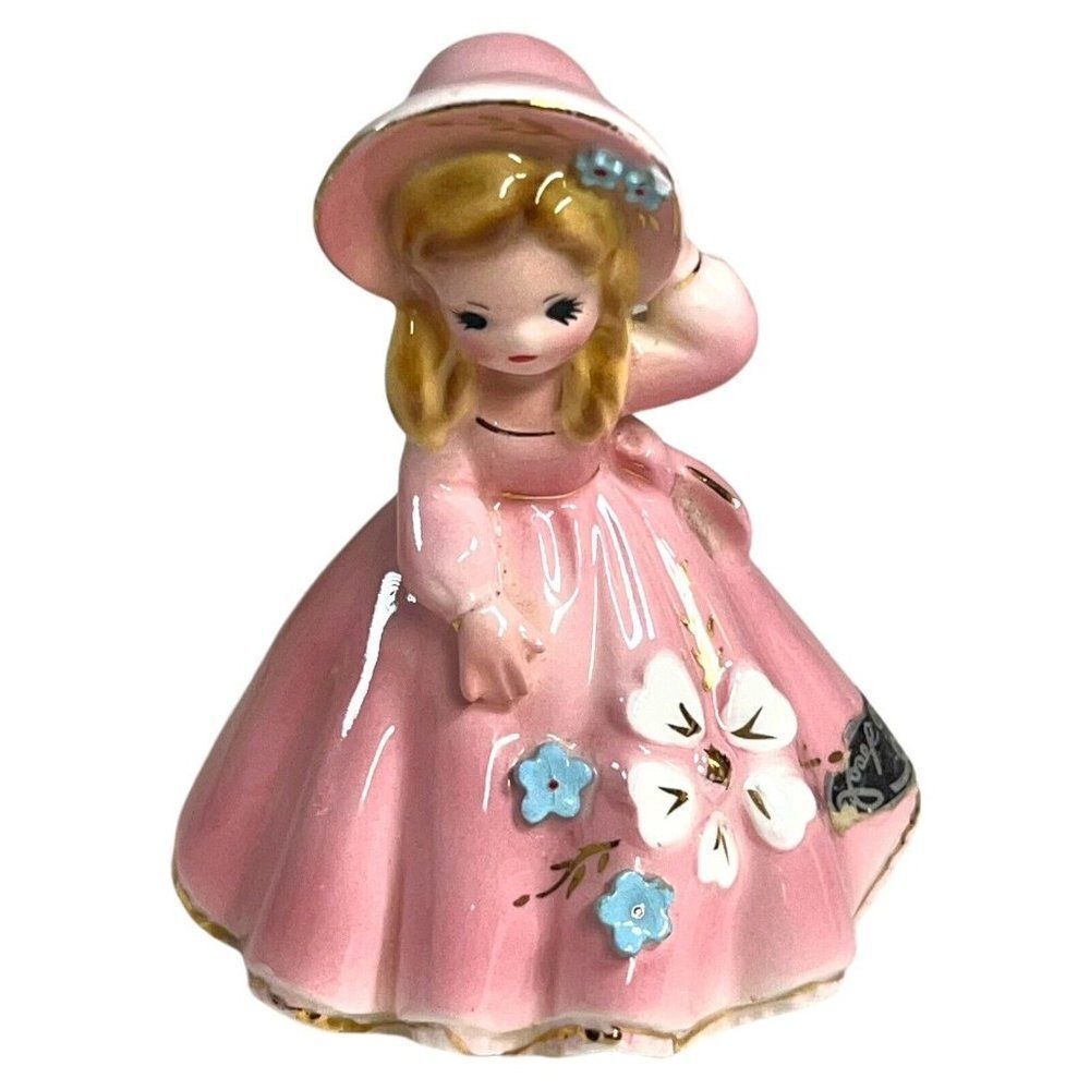 Collectible Josef Southern Belle Series Mid Century Pottery Pink Dress Flowers